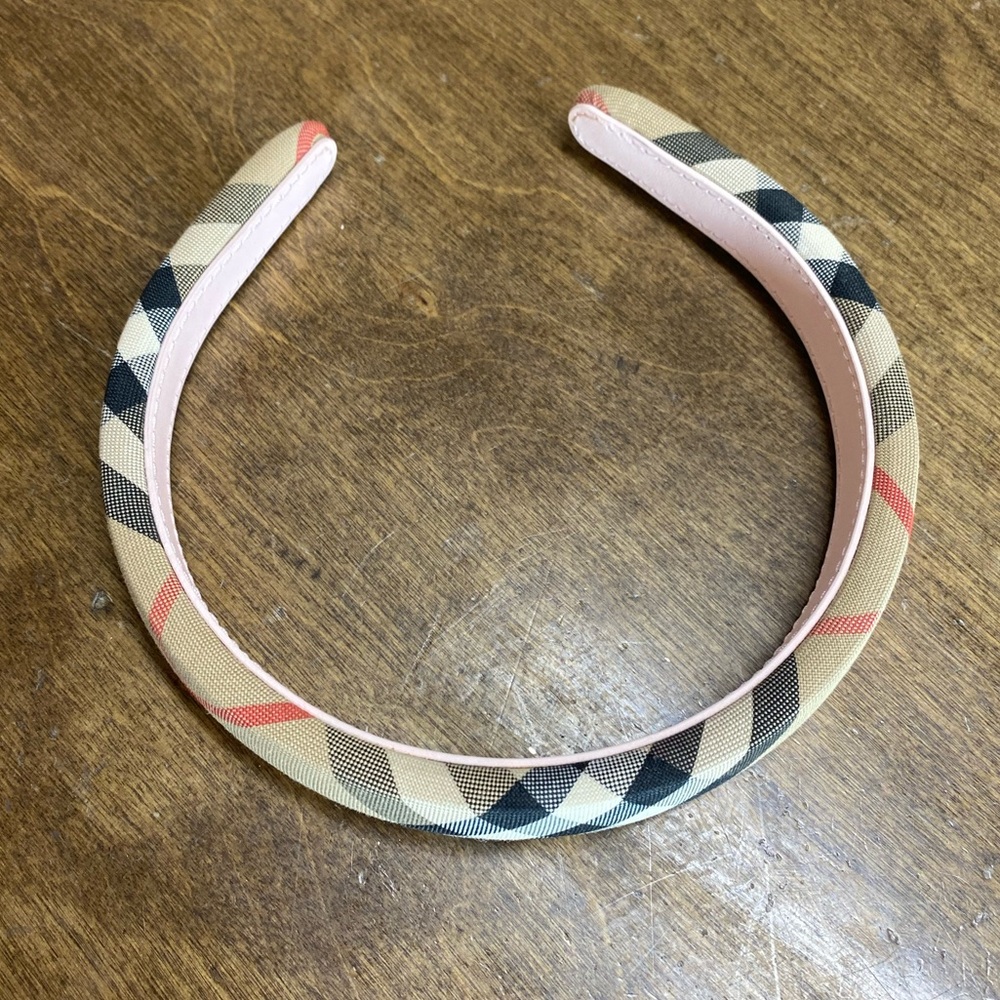 Burberry Plaid Headband with Pink Accent